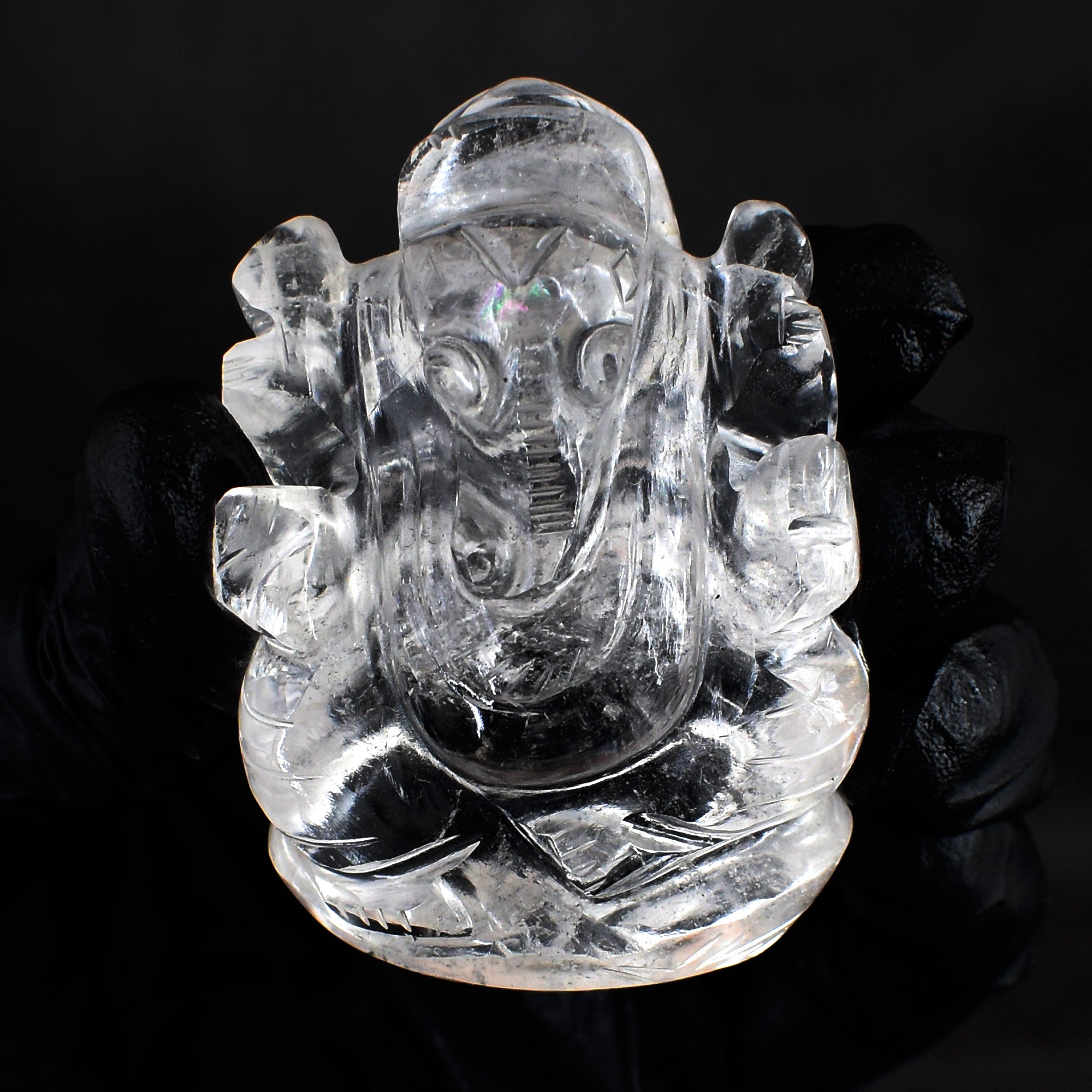 Paramount 353.00 Cts Genuine White Quartz Divine Hand Carved Premium Lord Ganesha Crystal