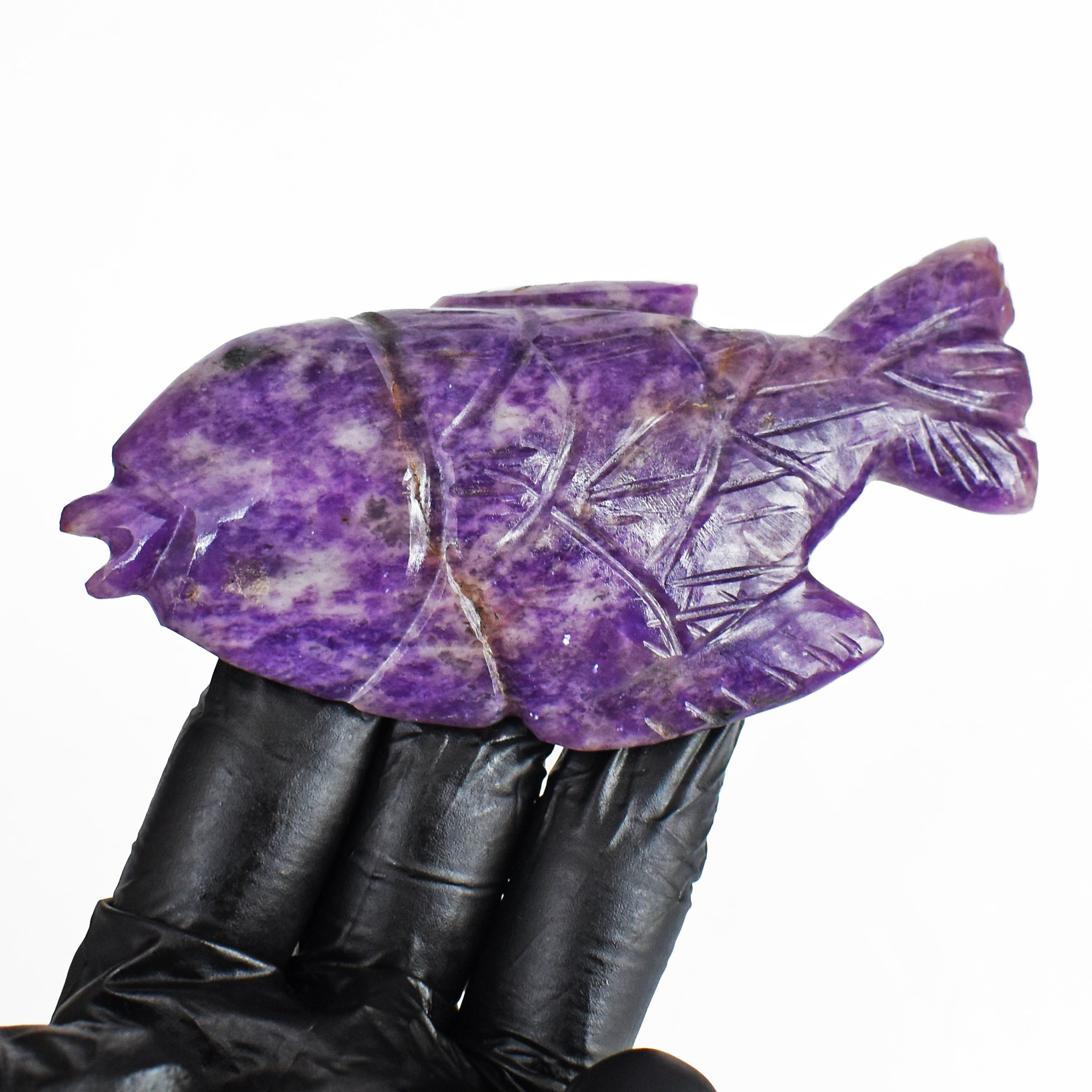 Gorgeous 402.00 Carats Genuine Lepidolite Hand Carved  Crystal  Gemstone  Carving Fish 2026  Collection