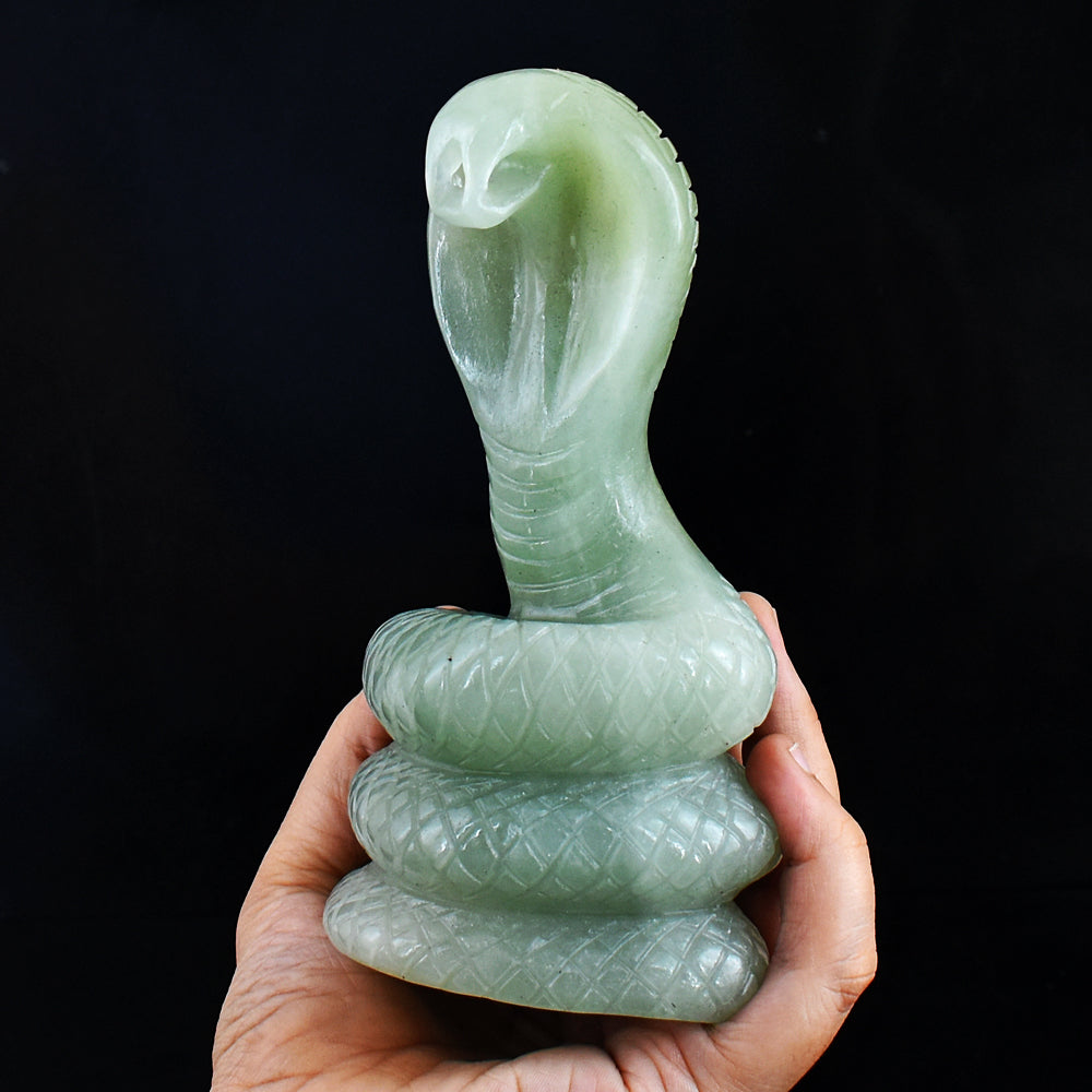 Exclusive 3050.00 Cts Genuine Aventurine Hand Carved  Crystal Gemstone Carving Snake
