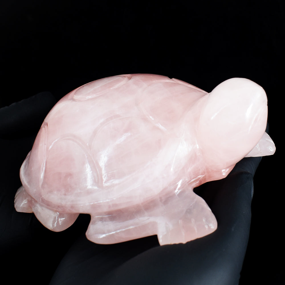 Amazing 4206.00 Cts Genuine Pink Rose Quartz Hand Carved Premium Crystal Turtle
