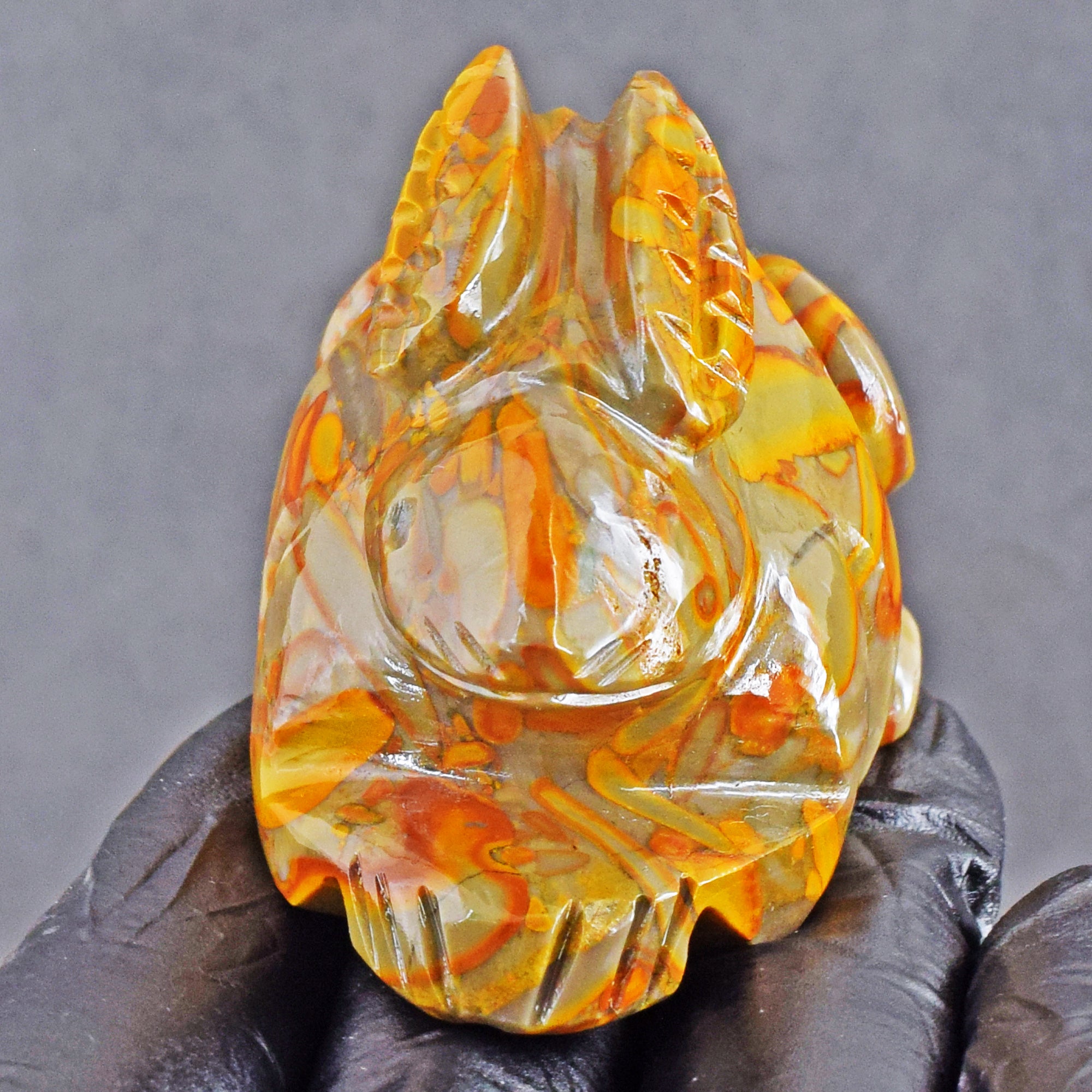 Exclusive 538.00 Cts Genuine Fruit Jasper Carved Bunny 2026 Collection