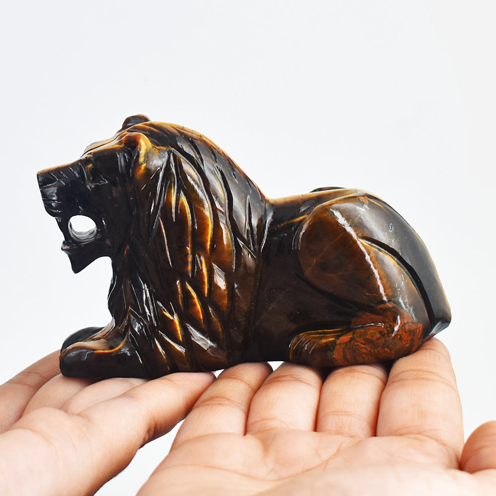 Artisian 1527.00 Carats  Genuine Golden Tiger Eye  Hand Carved  Crystal Gemstone Carving Lion