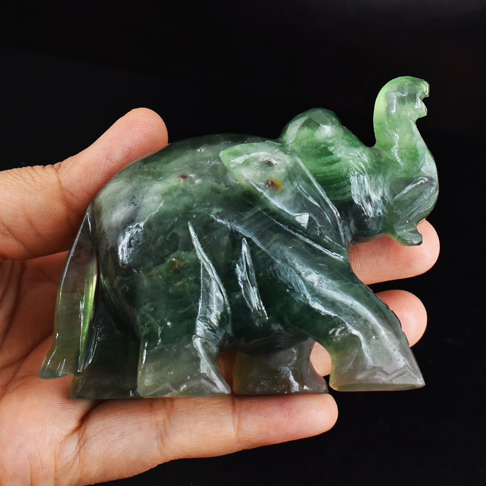 Amazing 1352.00 Cts Genuine Multicolor Fluorite Hand Carved Crystal Gemstone Carving Elephant