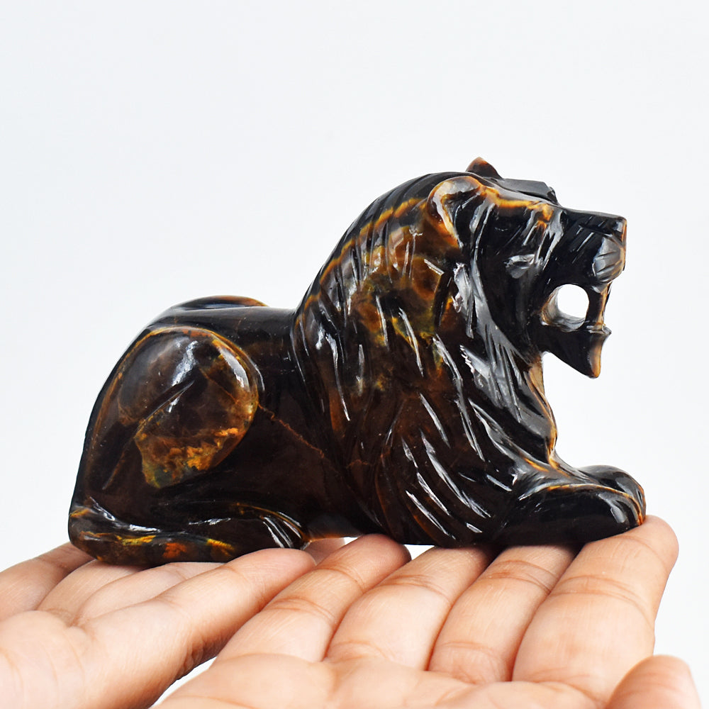 Artisian 1527.00 Carats  Genuine Golden Tiger Eye  Hand Carved  Crystal Gemstone Carving Lion