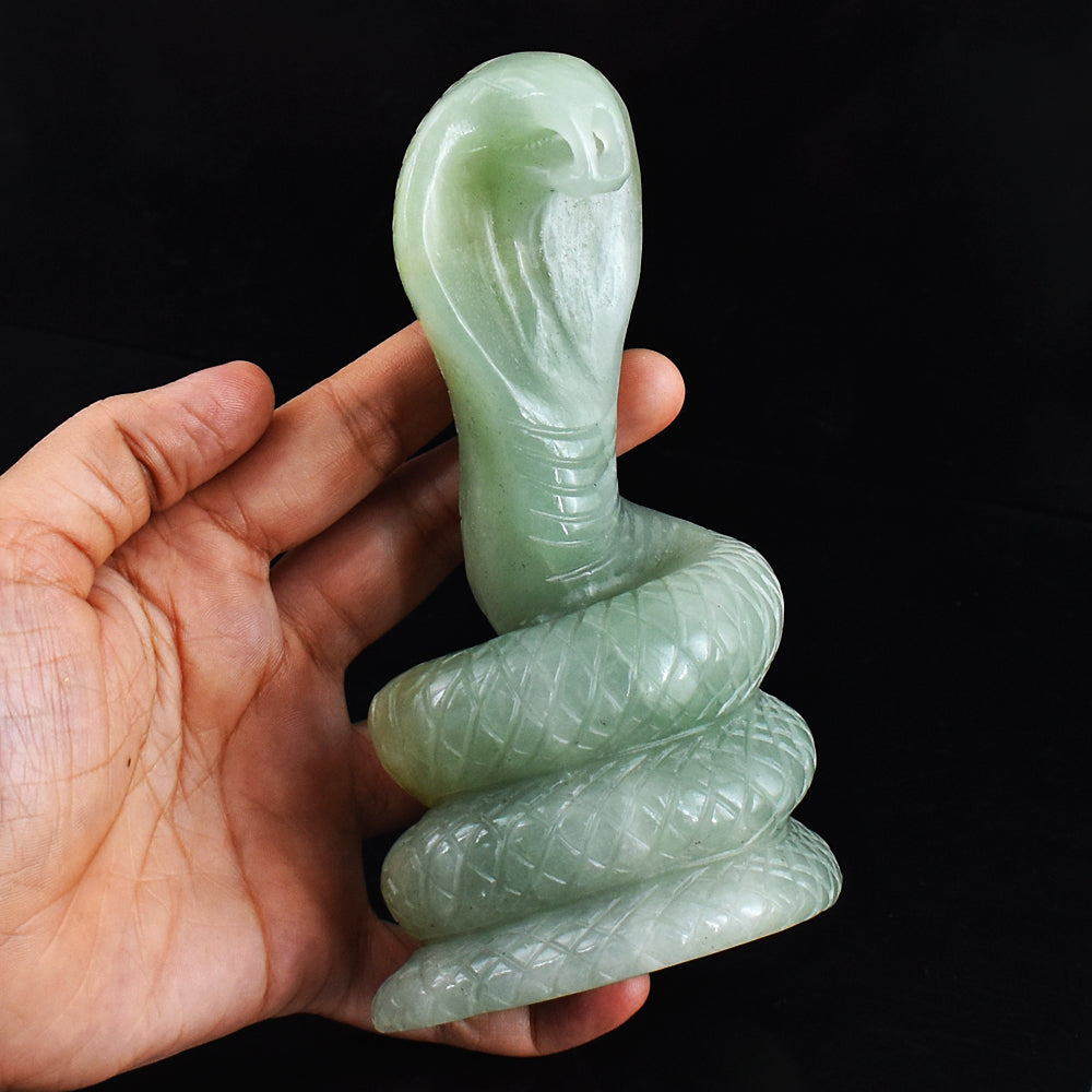 Exclusive 3050.00 Cts Genuine Aventurine Hand Carved  Crystal Gemstone Carving Snake