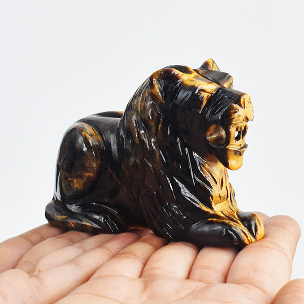 Artisian 1527.00 Carats  Genuine Golden Tiger Eye  Hand Carved  Crystal Gemstone Carving Lion