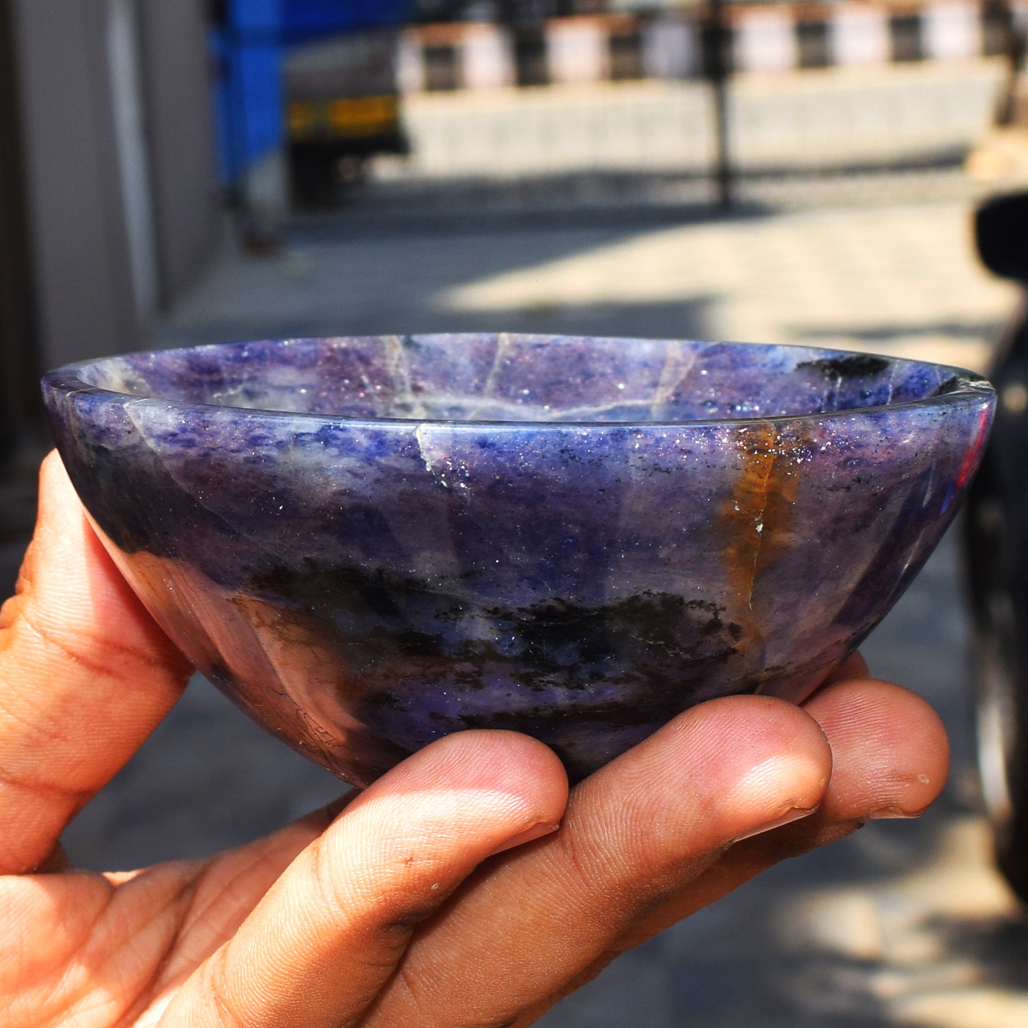 Wonderful 1056.00 Carats Genuine Iolite Hand Carved Crystal Gemstone Carving Big Bowl