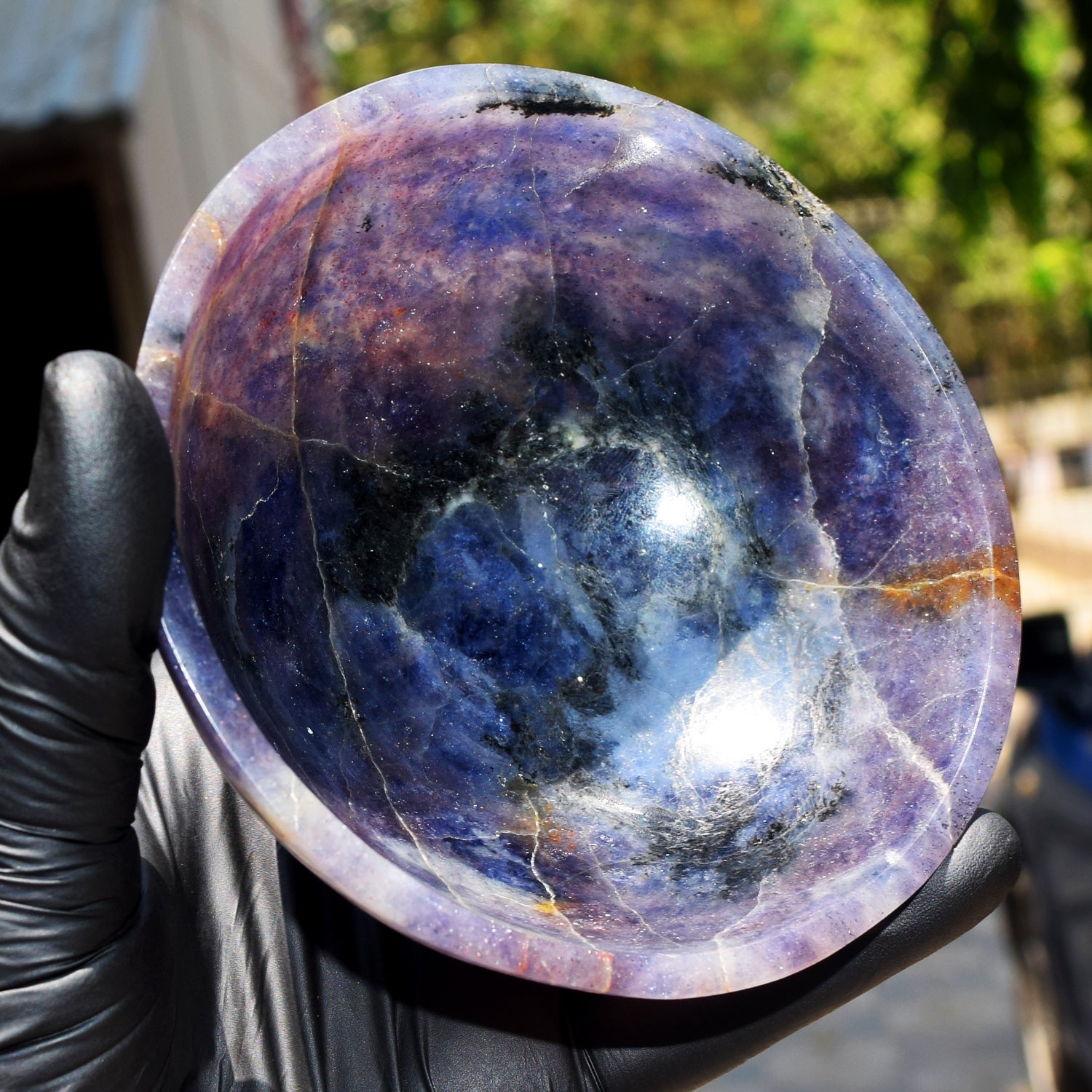 Wonderful 1056.00 Carats Genuine Iolite Hand Carved Crystal Gemstone Carving Big Bowl