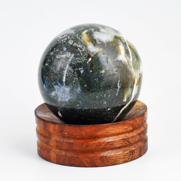 Beautiful 889.00 Cts Genuine  Moss Agate Hand Carved Crystal  Healing Gemstone Sphere