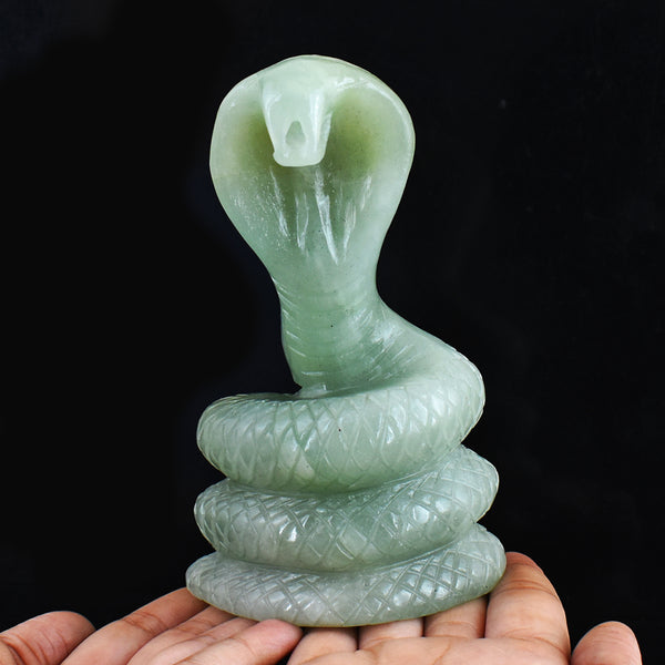 Exclusive 3050.00 Cts Genuine Aventurine Hand Carved  Crystal Gemstone Carving Snake