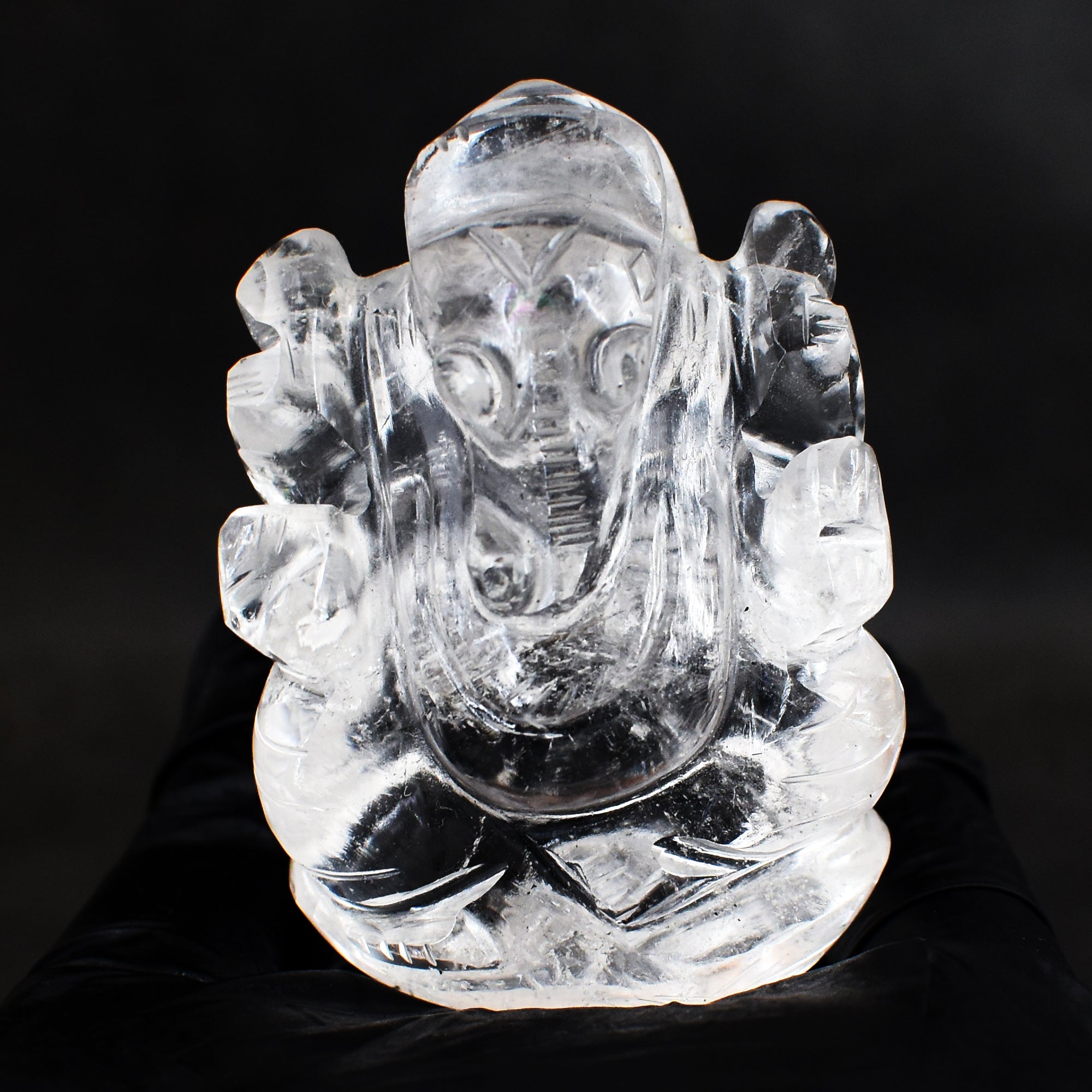 Paramount 353.00 Cts Genuine White Quartz Divine Hand Carved Premium Lord Ganesha Crystal