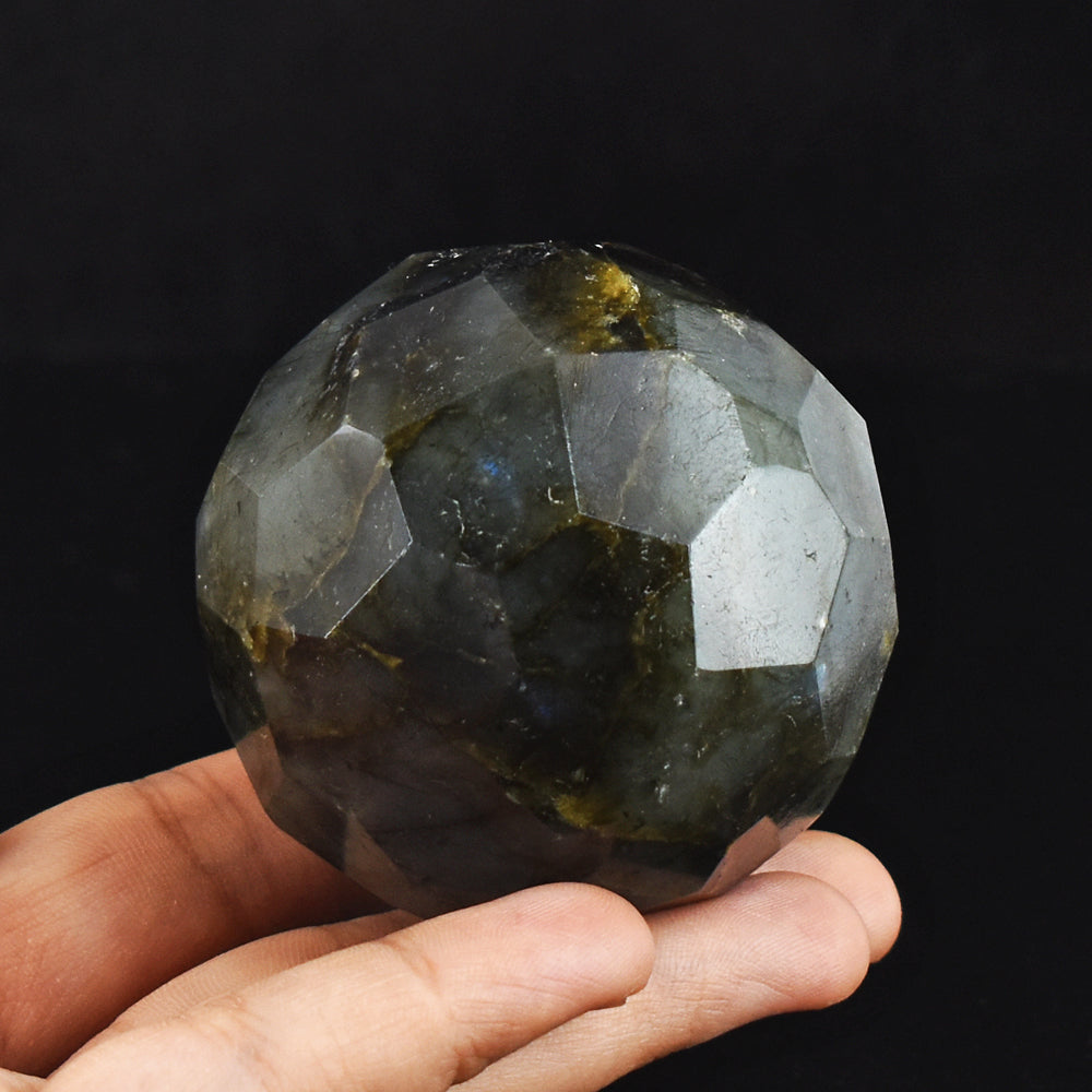 1237.00 Cts Genuine Blue Flash Labradorite Hand Carved Faceted Crystal Healing Gemstone Sphere