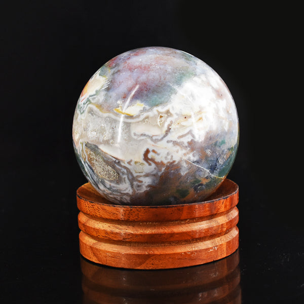 Beautiful 1215.00 Cts Genuine Multicolor Moss Agate Hand Carved Crystal Healing Sphere
