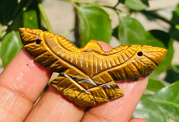 Finest Ever 39.00 Cts Genuine Golden Tiger Eye Hand Carved Premium Eagle Crystal