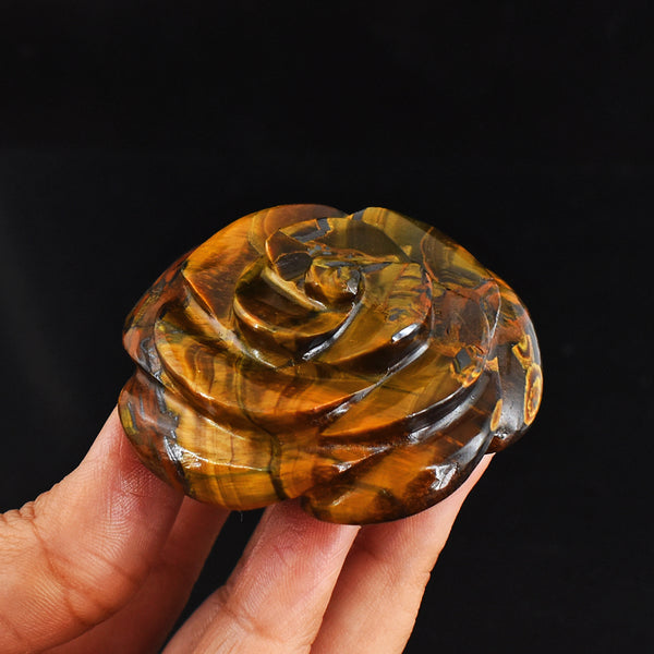 Craftsmen  425.00  Carats Genuine  Golden Tiger Eye  Hand  Carved  Crystal  Rose  Gemstone  Carving