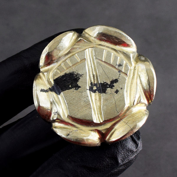 Amazing 291.00 Cts Genuine Pyrite Hand Carved Premium Good Luck Laxmi Feet Crystal Gemstone