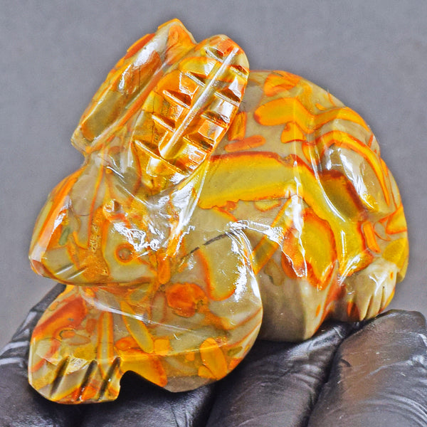 Exclusive 538.00 Cts Genuine Fruit Jasper Carved Bunny 2026 Collection
