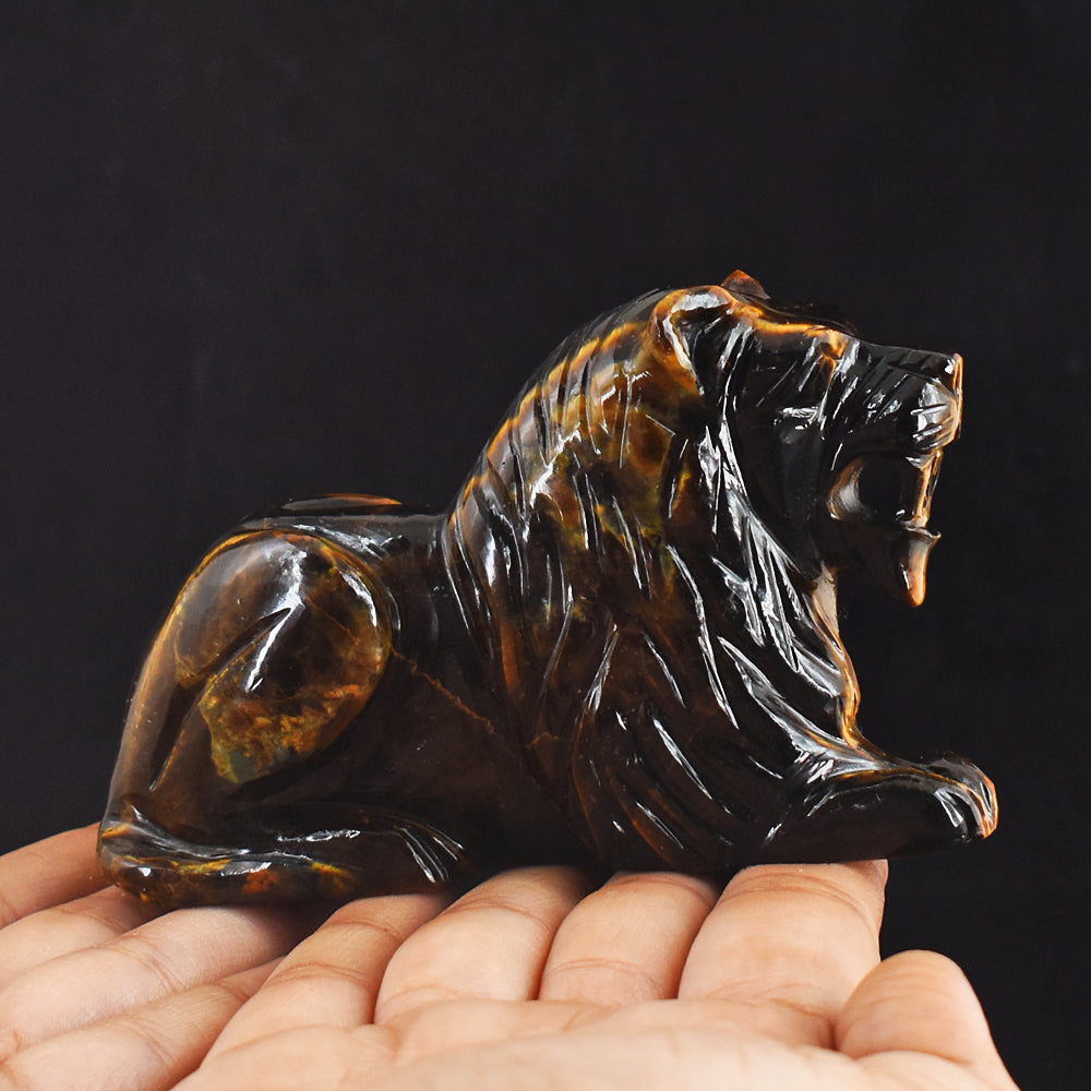 Artisian 1527.00 Carats  Genuine Golden Tiger Eye  Hand Carved  Crystal Gemstone Carving Lion