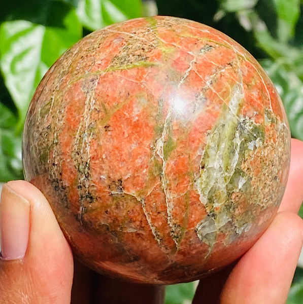 Exclusive 1031.00 Cts  Blood Green Unakite Hand Carved Healing Crystal Gemstone Sphere