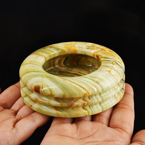 Artisian 1967.00 Cts  Genuine  Jasper  Hand  Carved  Crystal  Gemstone  Carving  Ash  Tray