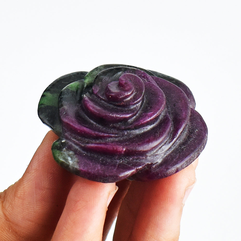 Beautiful 266.00  Carats  Genuine  Ruby  Zoisite  Hand Carved Crystal  Rose Gemstone Carving