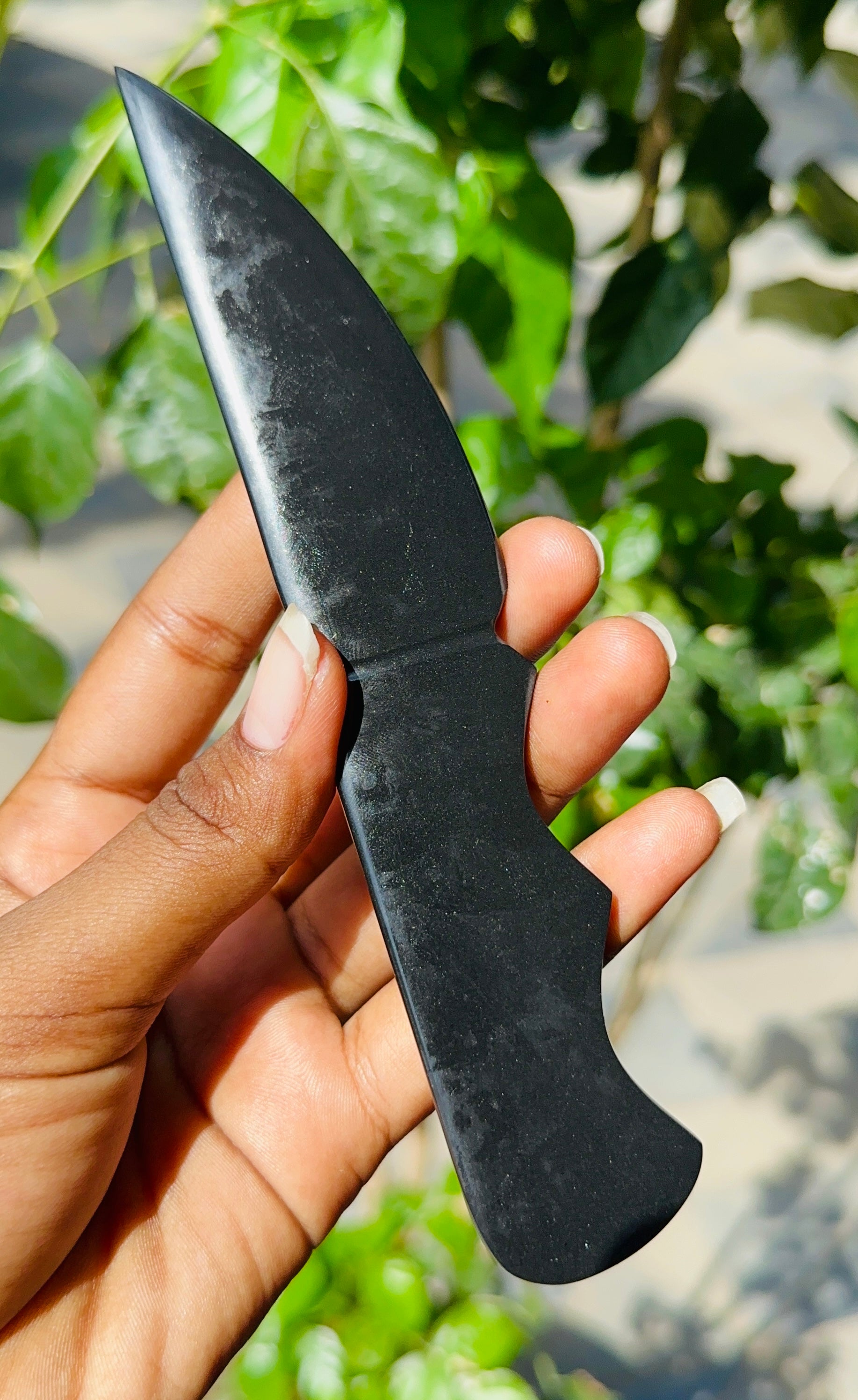 Amazing 362.00 Cts Genuine Black Tourmaline Hand Carved Crystal Gemstone Knife