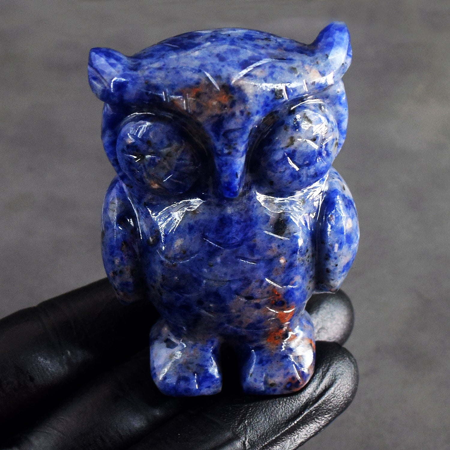 Dazzling 668.00 Cst Genuine Sodalite Hand Carved Gemstone Premium Owl Crystal