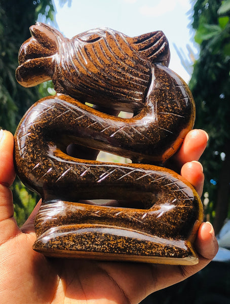 Artisian 2435.00 Carats Genuine Golden Tiger Eye Hand Carved Dragon Gemstone Carving 2026  Collection