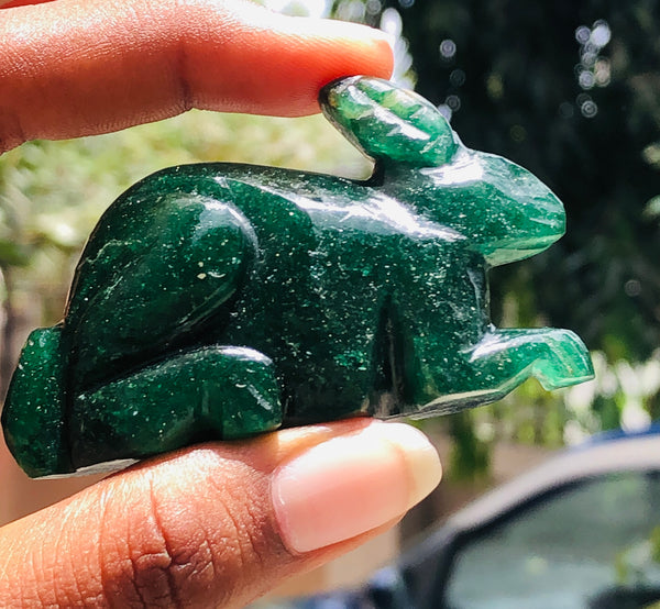 Genuine 255.00 Cts Amazing Green Jade Hand Carved Bunny 2026  Collection