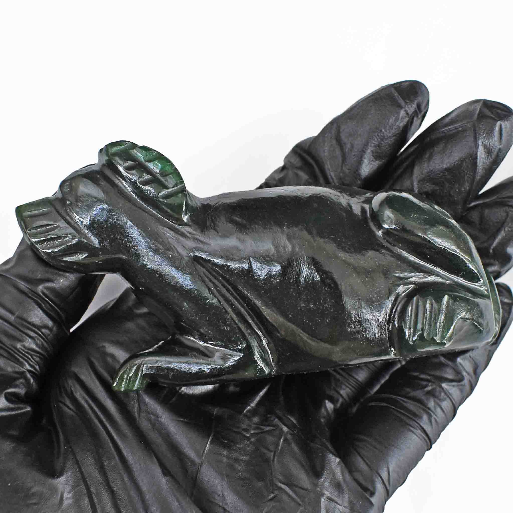 Stunning 723.00 Carats Genuine Green Jade Hand Carved Crystal Gemstone Carving Dog 2026 Collection