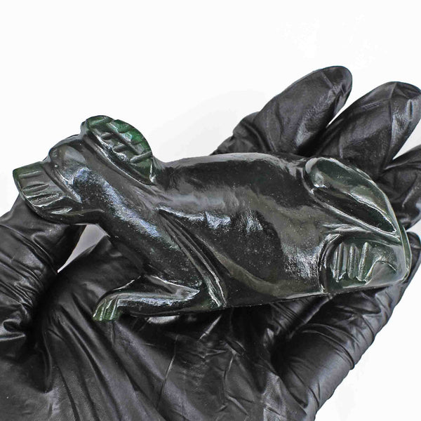 Stunning 723.00 Carats Genuine Green Jade Hand Carved Crystal Gemstone Carving Dog 2026 Collection