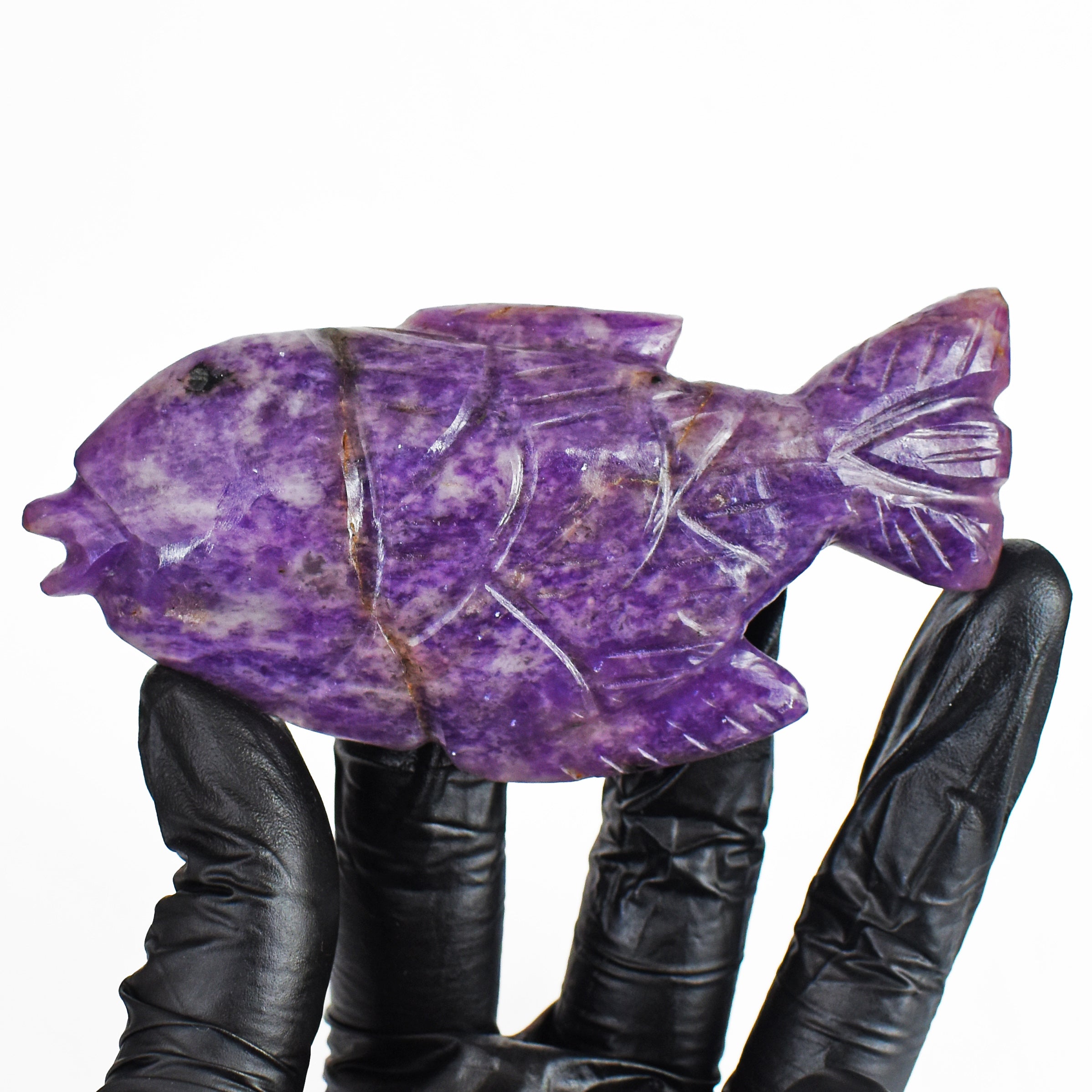 Gorgeous 402.00 Carats Genuine Lepidolite Hand Carved  Crystal  Gemstone  Carving Fish 2026  Collection
