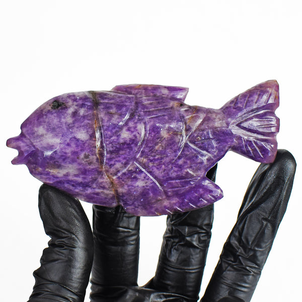 Gorgeous 402.00 Carats Genuine Lepidolite Hand Carved  Crystal  Gemstone  Carving Fish 2026  Collection