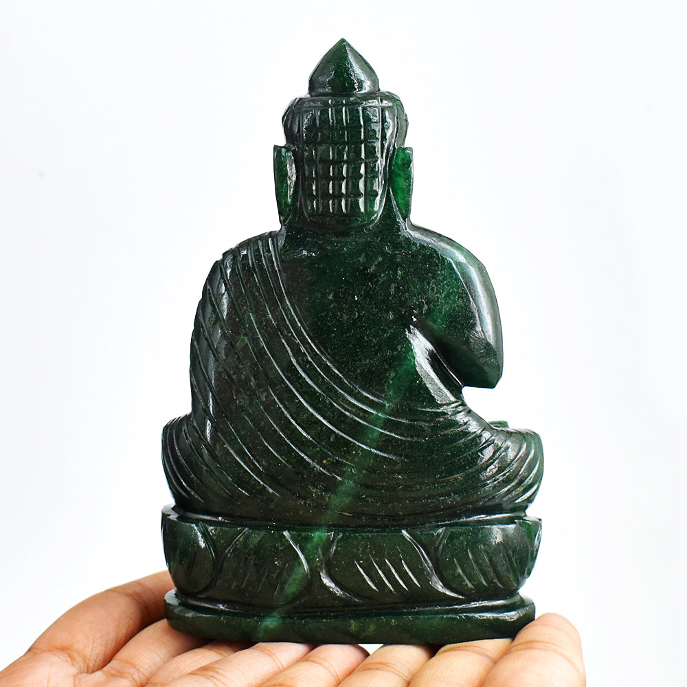 Amazing 1786.00 Cts Genuine Green Jade Hand Carved Lord  Buddha Idol Gemstone Carving