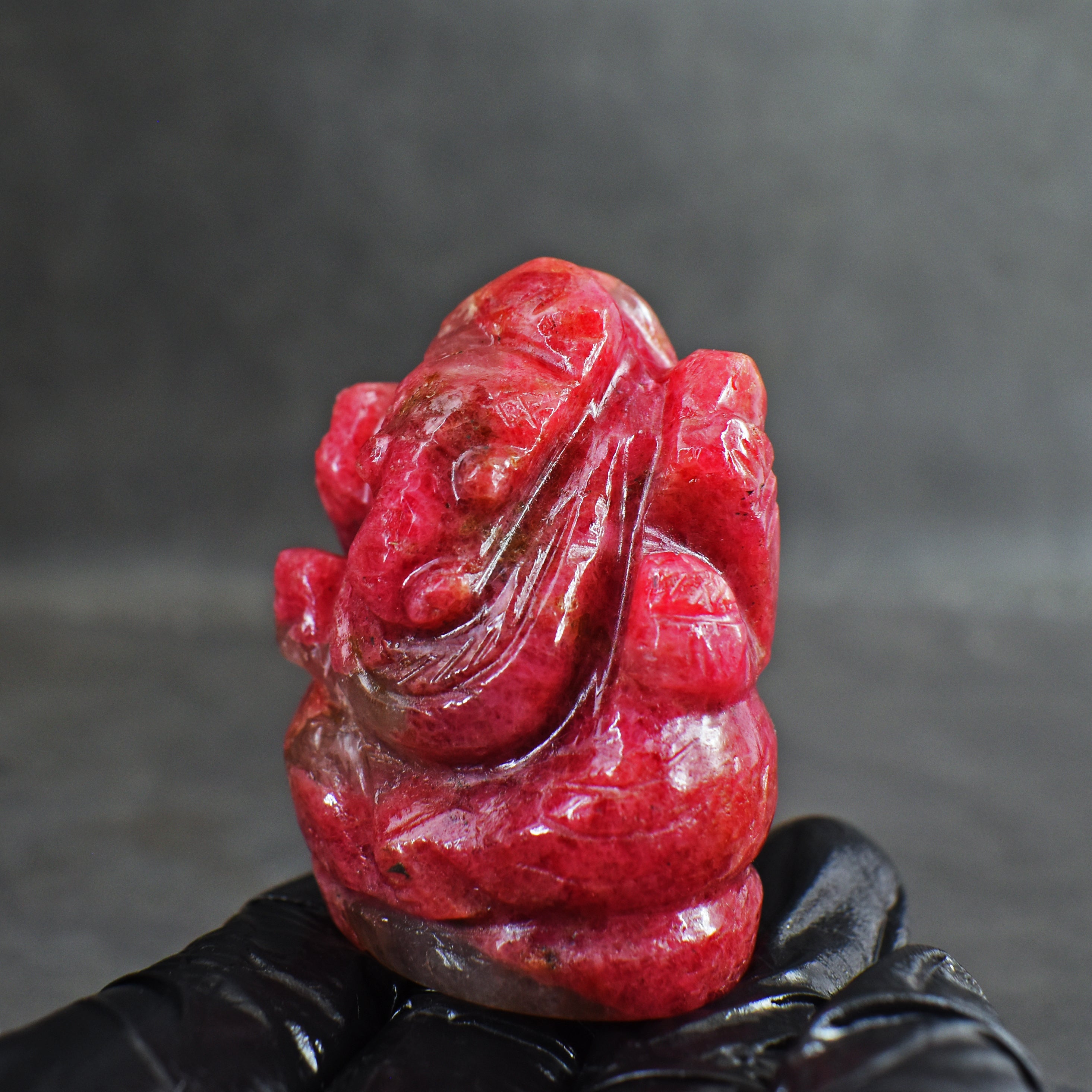Awesome 489.00 Carats Genuine Rhodonite Divine Hand Carved Crystal Gemstone Lord Ganesha Carving