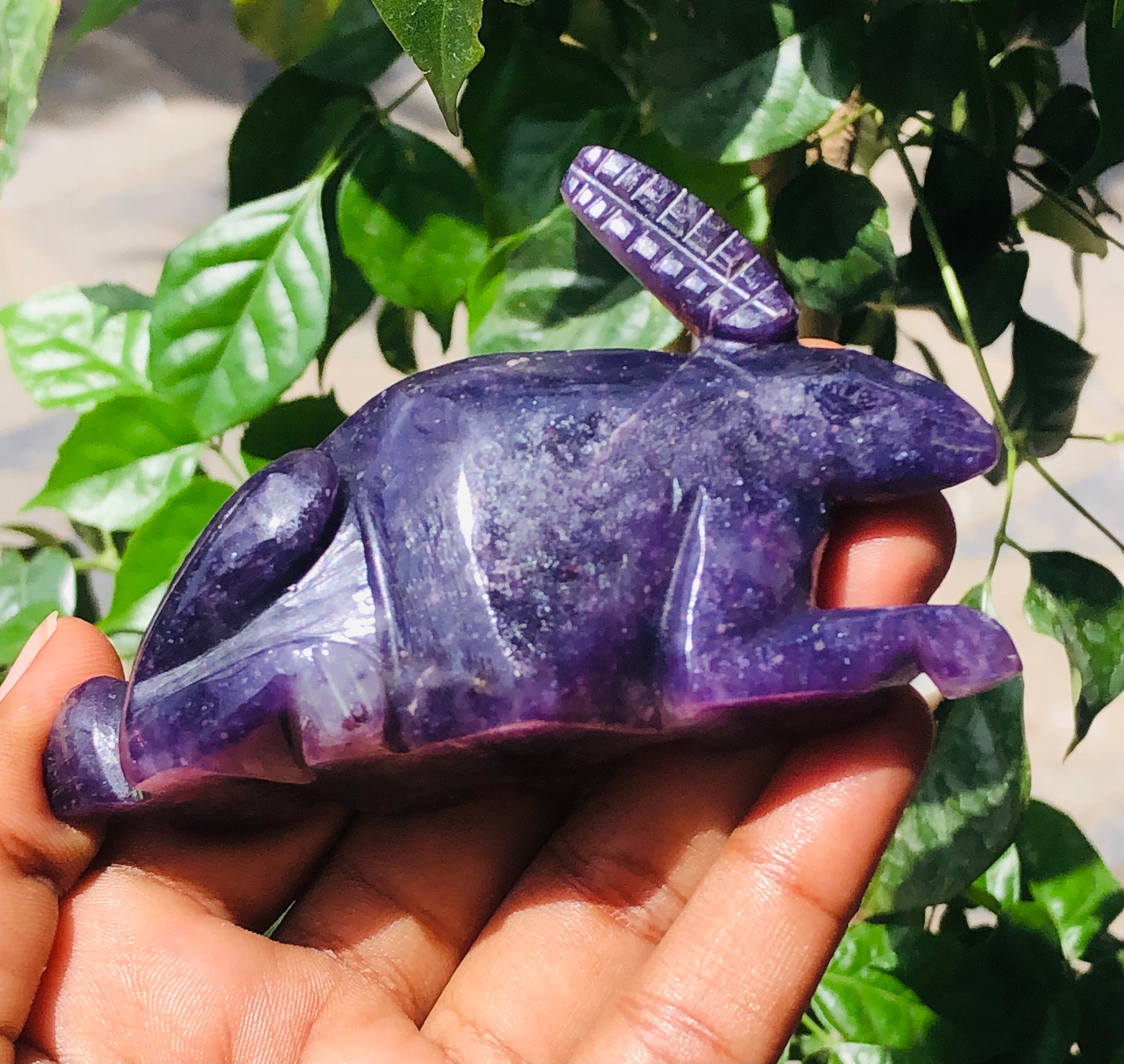 Genuine 574.00 Cts Stunning Lepidolite Hand Carved Bunny 2026  Collection