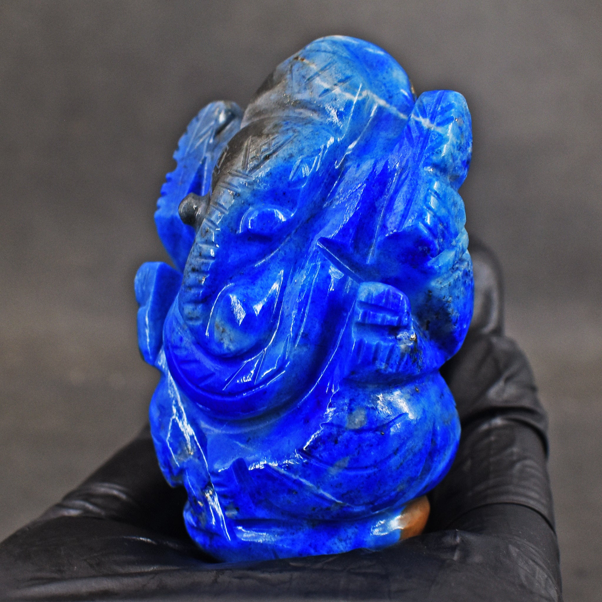 Artisian 493.00 Cts Hand Carved Blue Lapis Lazuli Ganesha