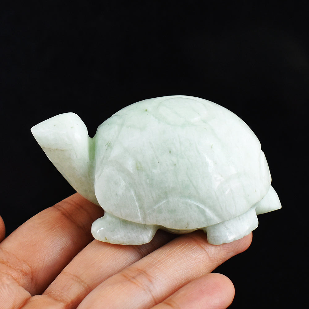 Amazing 755.00 Carats  Genuine Amazonite Hand Carved Crystal  Gemstone Turtle Carving