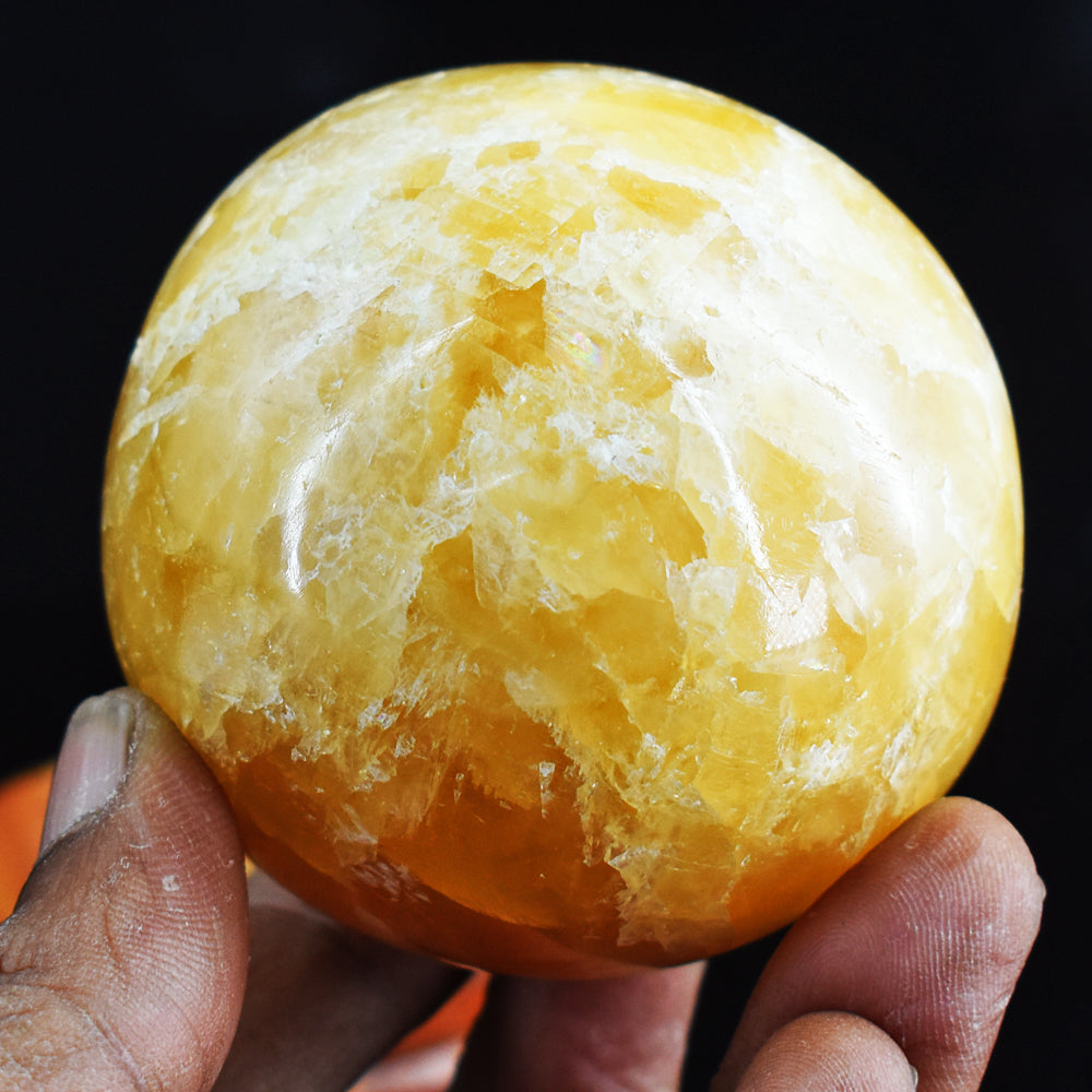 1476.00  Carats  Gorgeous  Genuine  Yellow  Calcite  Hand  Carved  Healing  Sphere