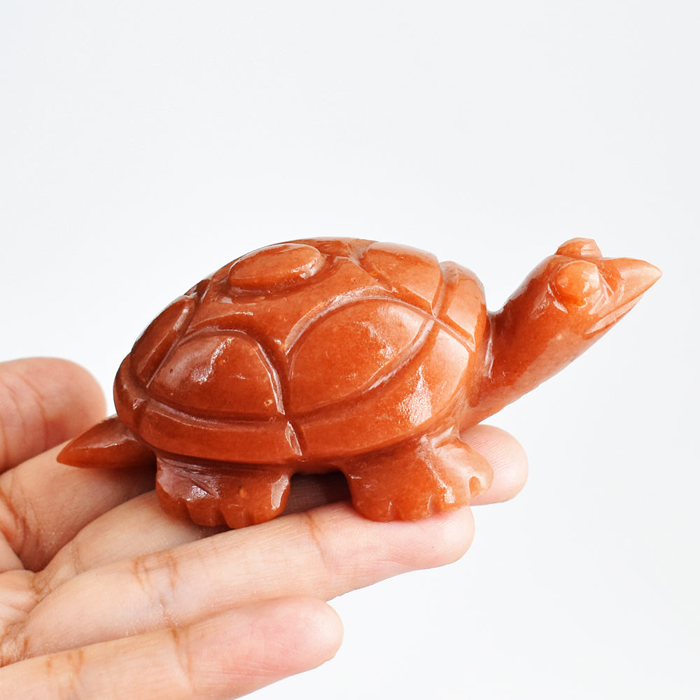 Beautiful 640.00 Carats Genuine Aventurine Hand Carved Crystal Gemstone Carving Turtle