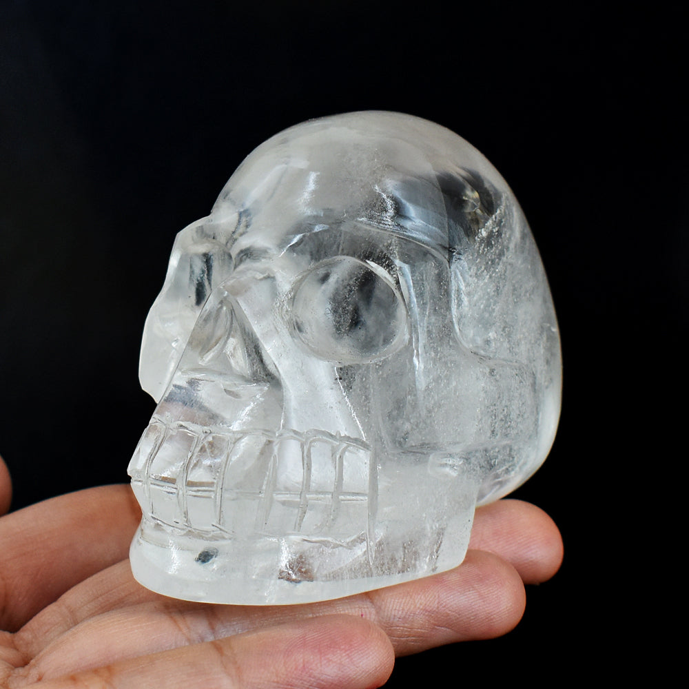 Craftsmen 1336.00 Cts  Genuine  White Quartz  Hand Carved Crystal Gemstone  Skull Carving