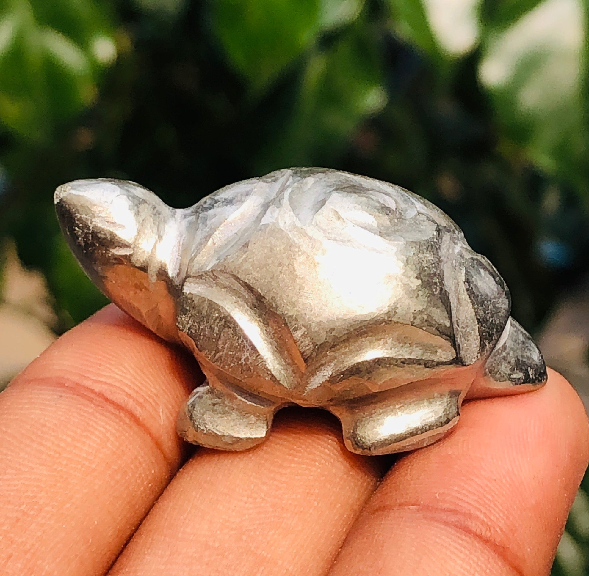 Charming 148.00 Cts Genuine Pyrite Hand Carved Gemstone Premium Turtle Crystal