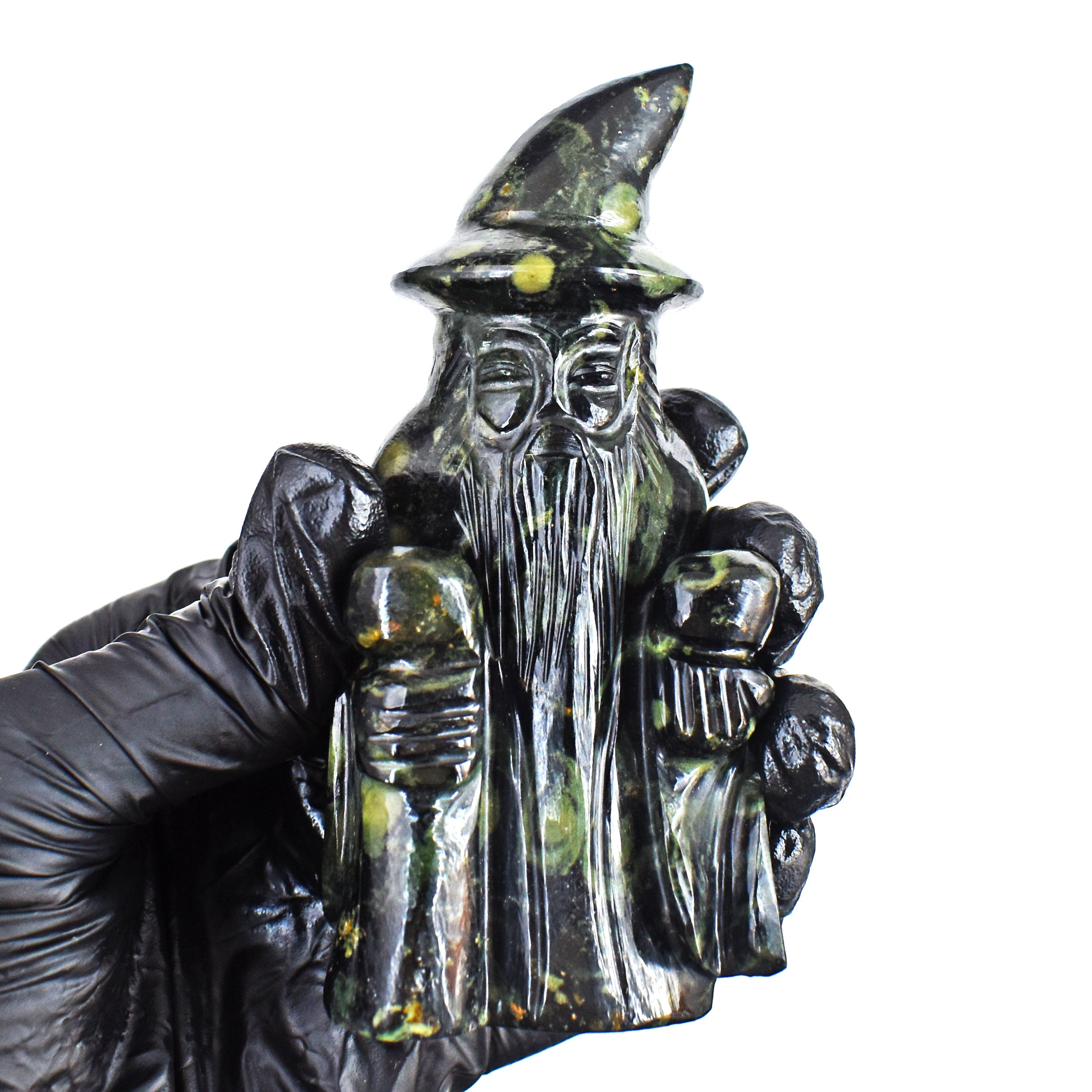 Genuine 942.00 Carats Kambaba Jasper Hand Carved Crystal Gemstone Wizard Carving