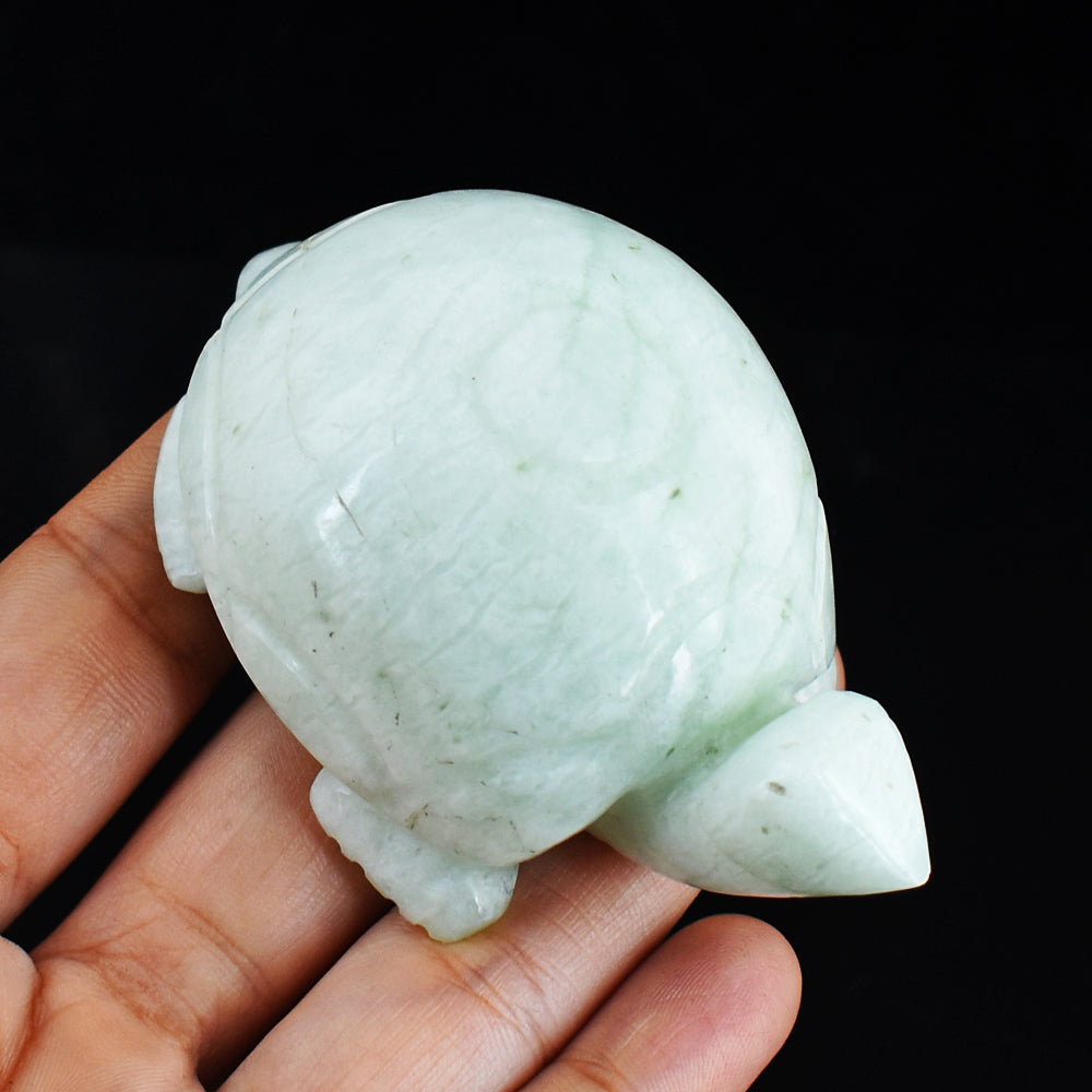 Amazing 755.00 Carats  Genuine Amazonite Hand Carved Crystal  Gemstone Turtle Carving