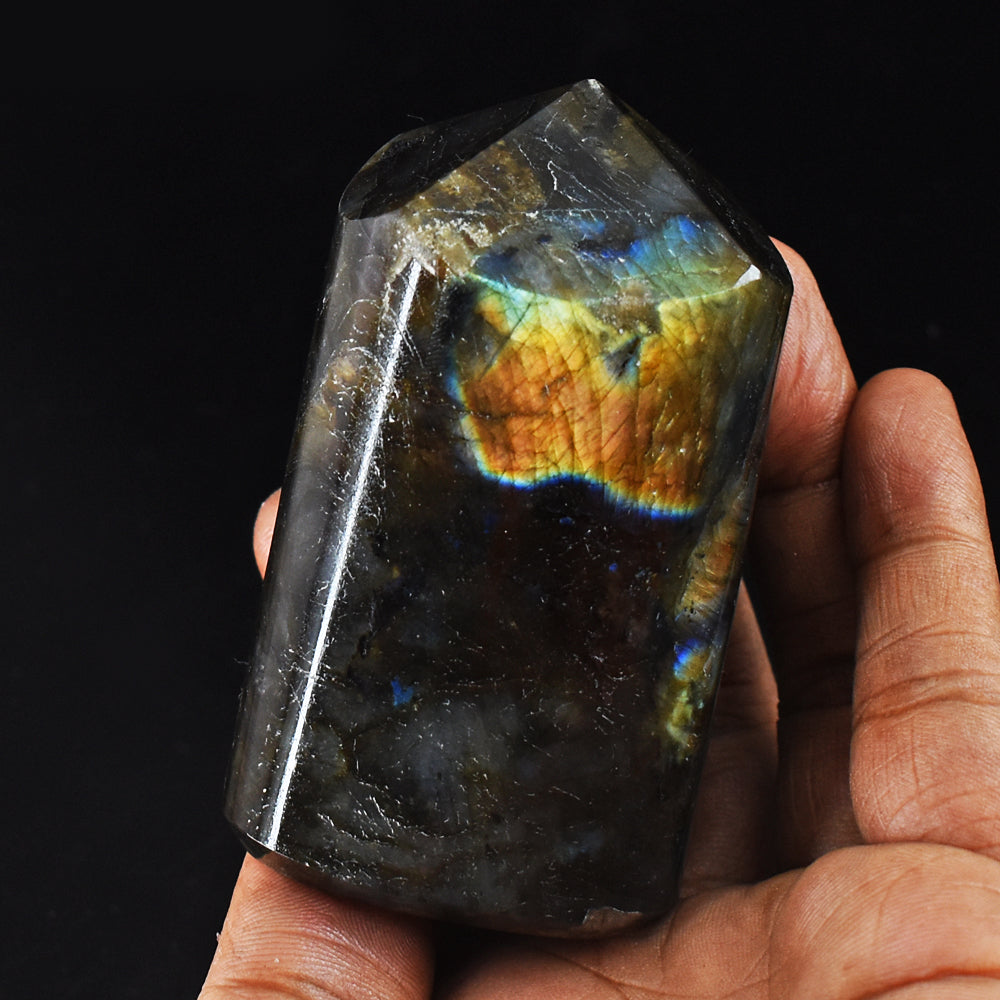 1151.00 Carats  Genuine Golden Flash Labradorite Hand  Carved  Crystal Gemstone  Healing  Point