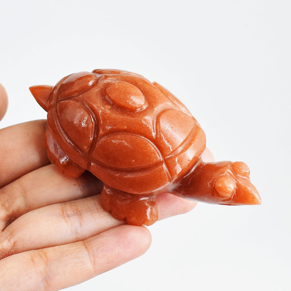 Beautiful 640.00 Carats Genuine Aventurine Hand Carved Crystal Gemstone Carving Turtle