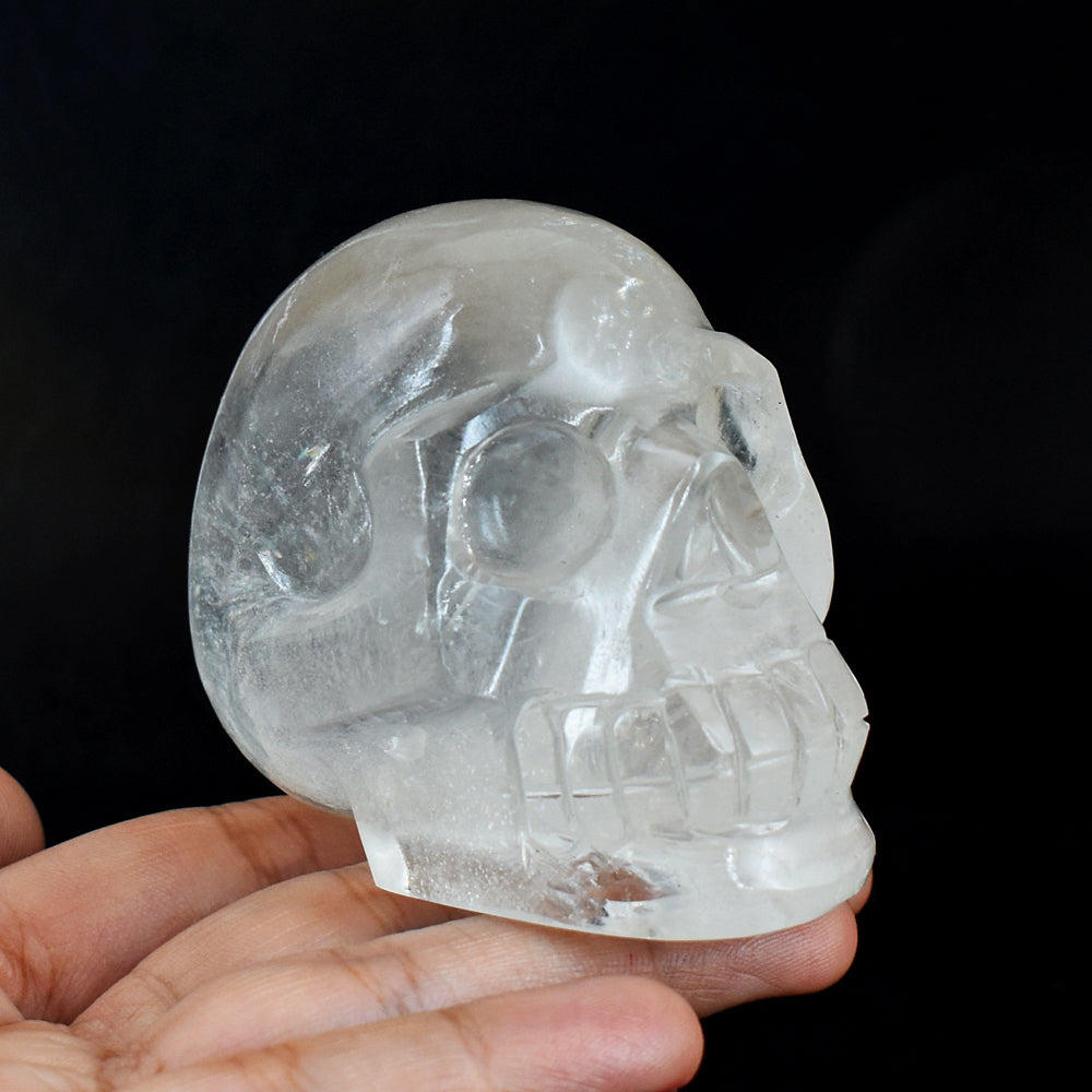 Craftsmen 1336.00 Cts  Genuine  White Quartz  Hand Carved Crystal Gemstone  Skull Carving