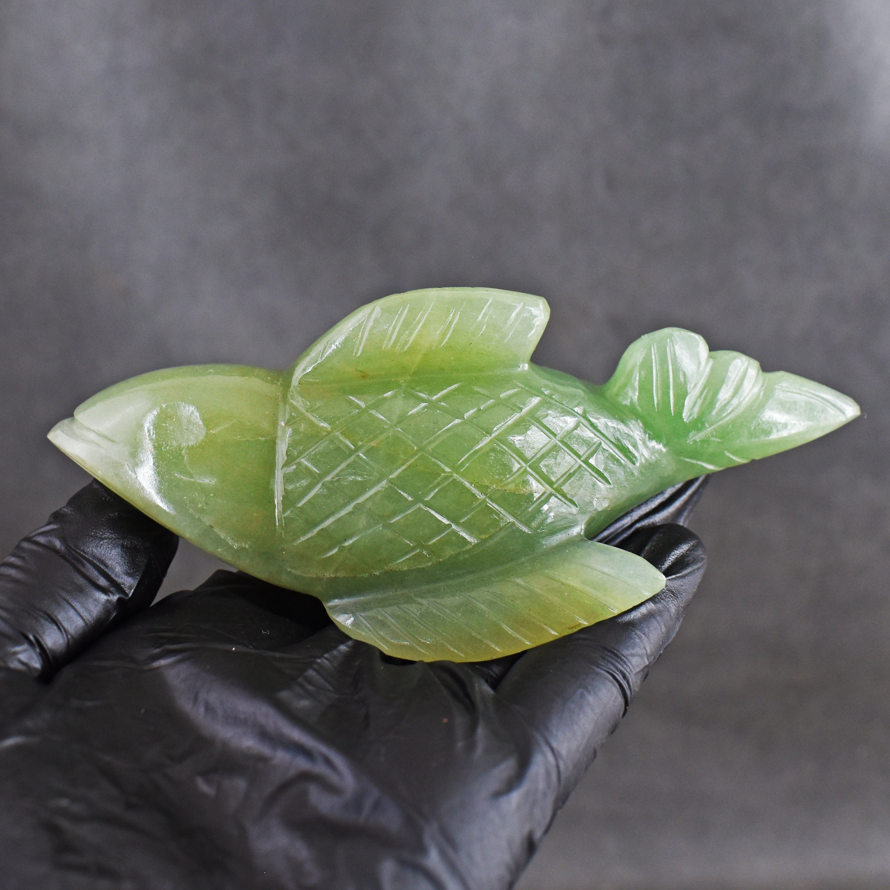 Gorgeous 925.00 Cts Genuine Aventurine Hand Carved  Crystal Gemstone Carving Fish 2026  Collection