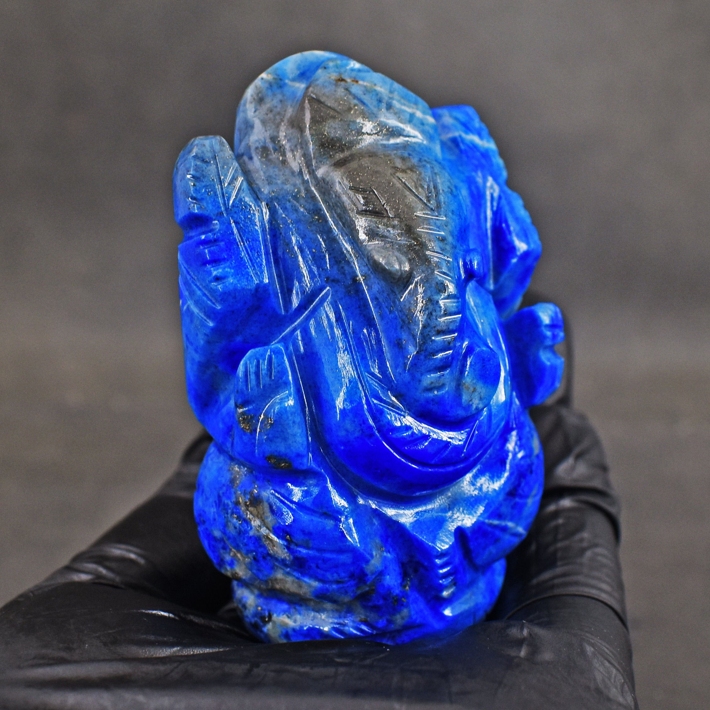 Artisian 493.00 Cts Hand Carved Blue Lapis Lazuli Ganesha
