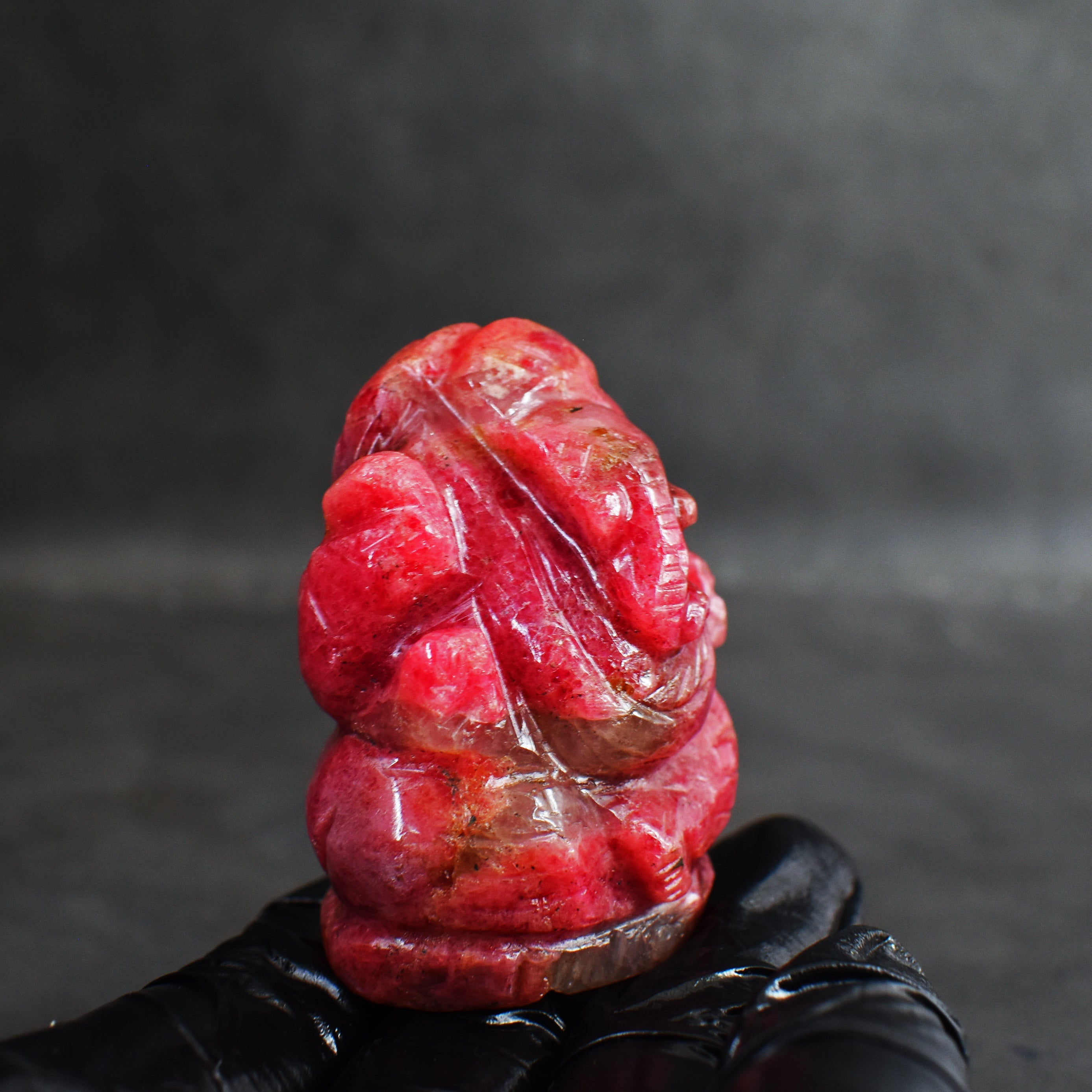 Awesome 489.00 Carats Genuine Rhodonite Divine Hand Carved Crystal Gemstone Lord Ganesha Carving